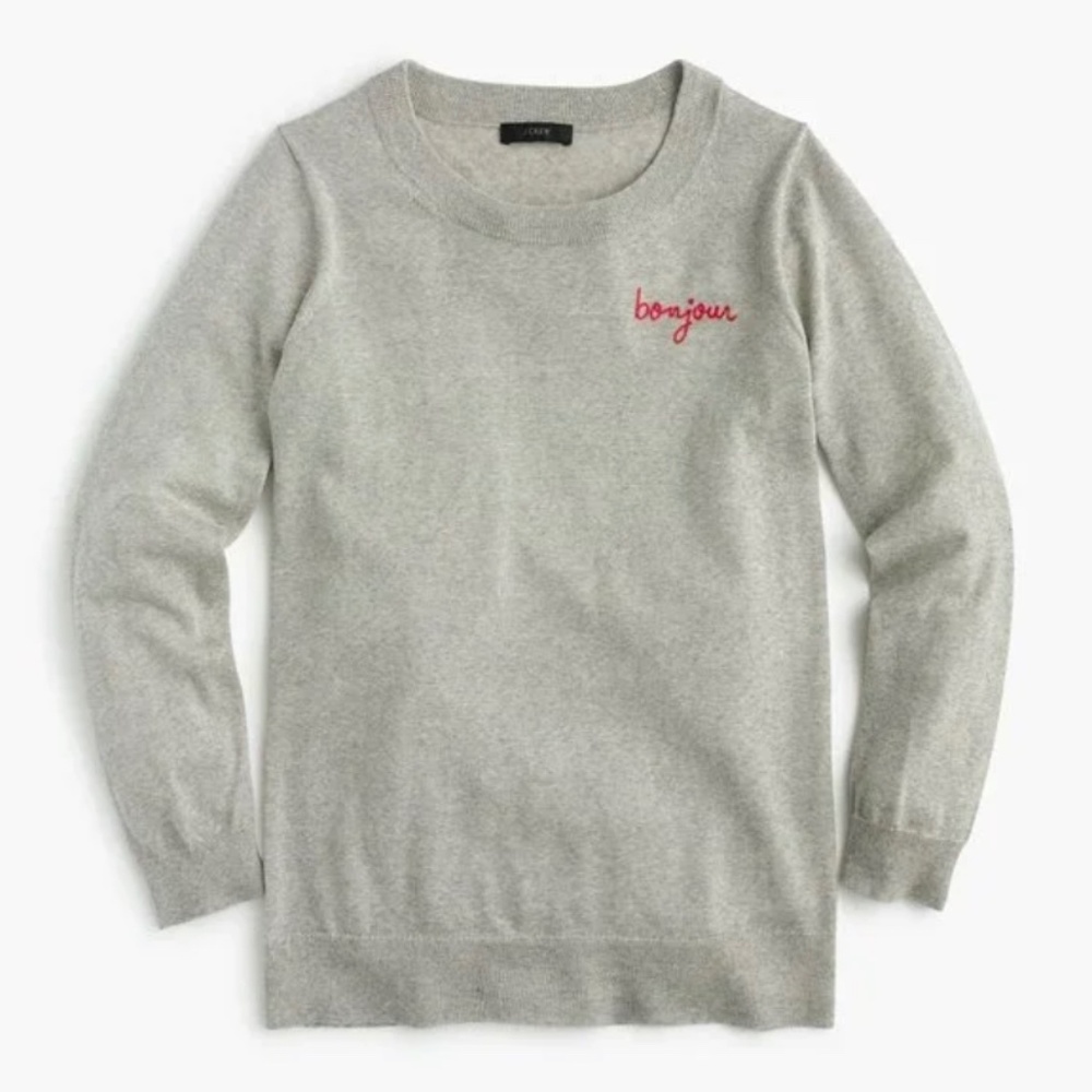 J.Crew Merino Wool Crewneck Bonjour Sweater